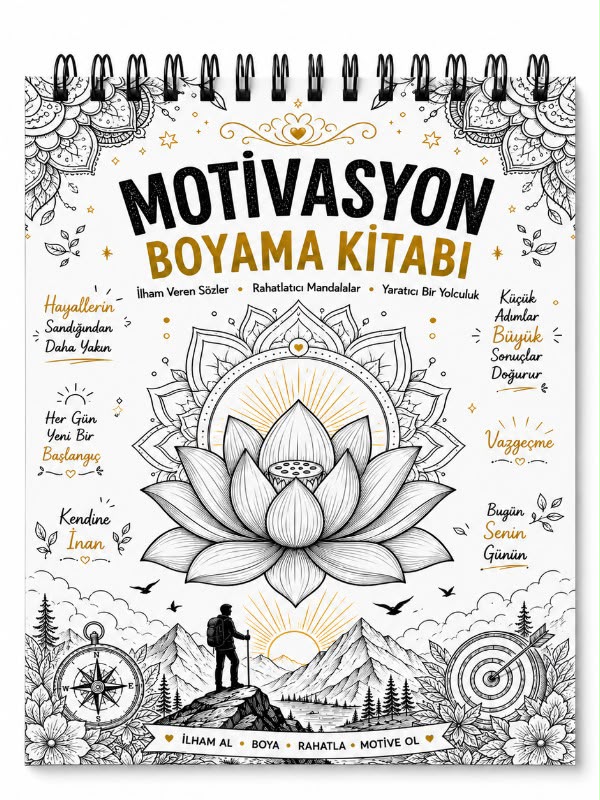 Motivasyon Mandala Boyama Kitabı - Yetişkinler İçin Manifest Boyama Sayfaları